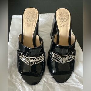 Vince Camuto Black Chain Detail Mules